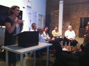 SCARP's Penny Gurstein introduces panelists at opening night of conference at Interurban Gallery - Vancouver B.C.